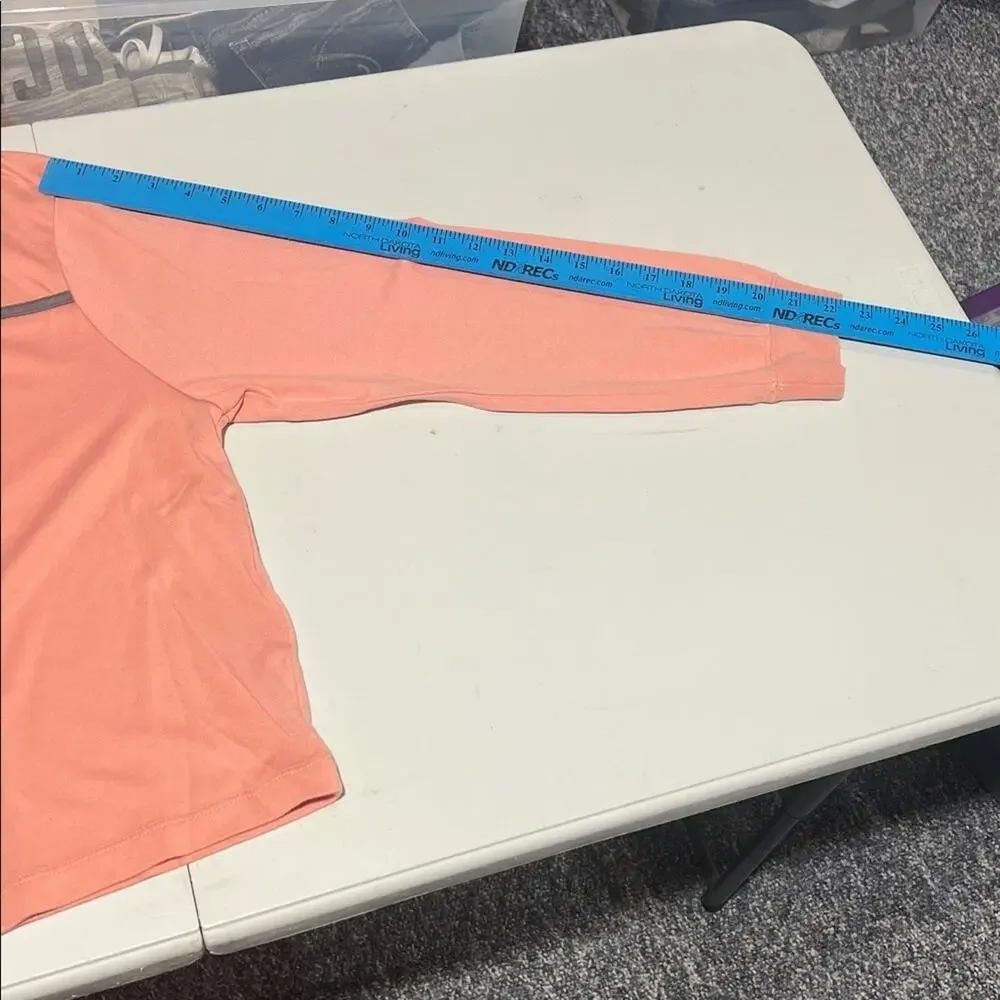 Nike women’s 1X long sleeve tee, peachy-pink with gray band